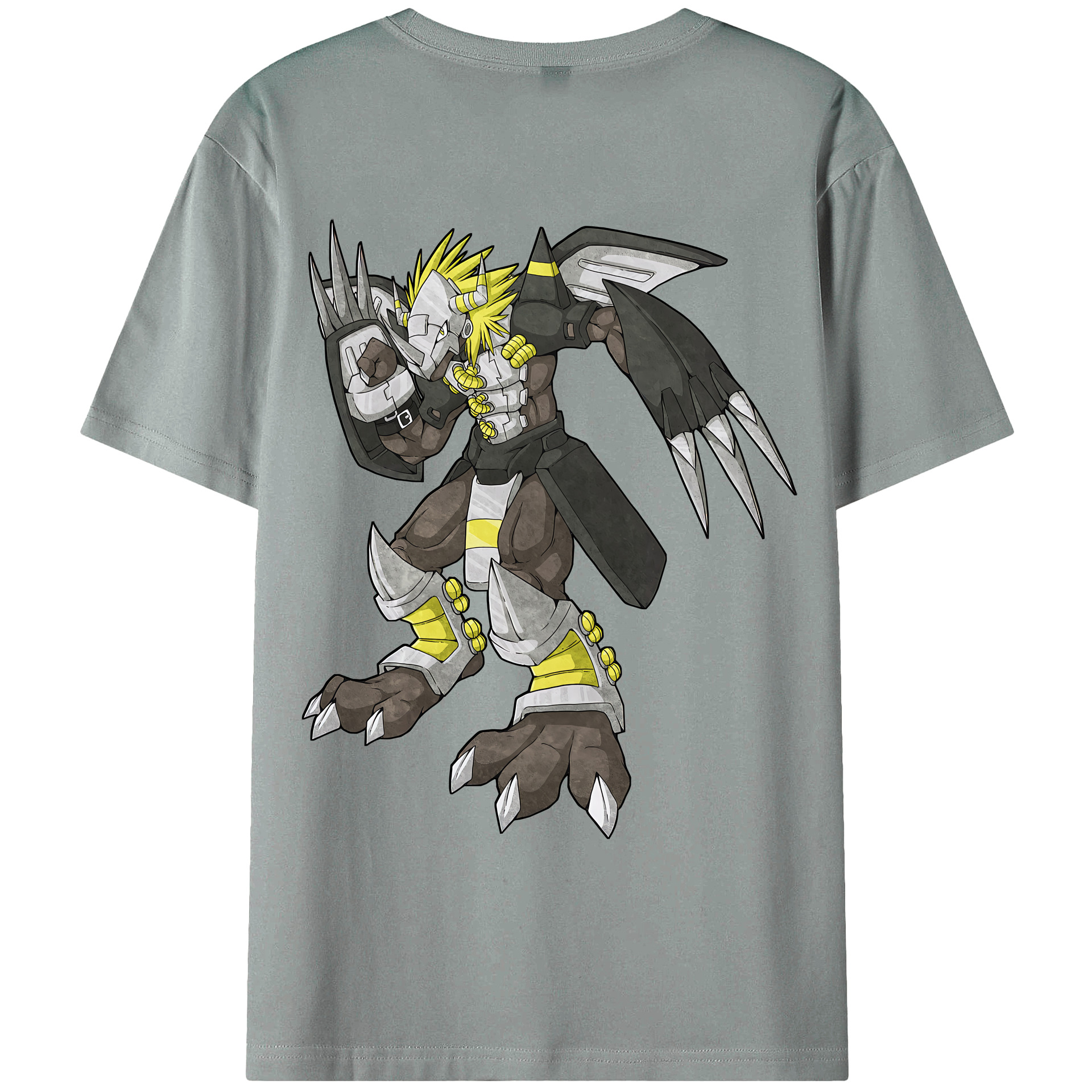 （画像用） Digimon デジタルモンスター/デジモン 綿100％ メンズ半袖Tシャツ（バックプリント） 通気性